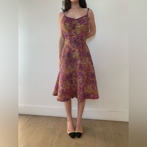 50s 60s 70s DeWeese Design purple print sun swim dress plus size 18 vintage